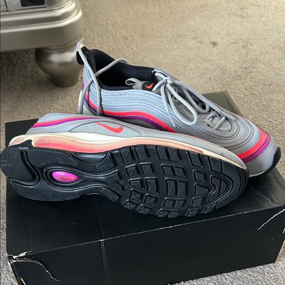 Nike Air Max 97 Gray and Pink Sneakers - Picture 2 of 3